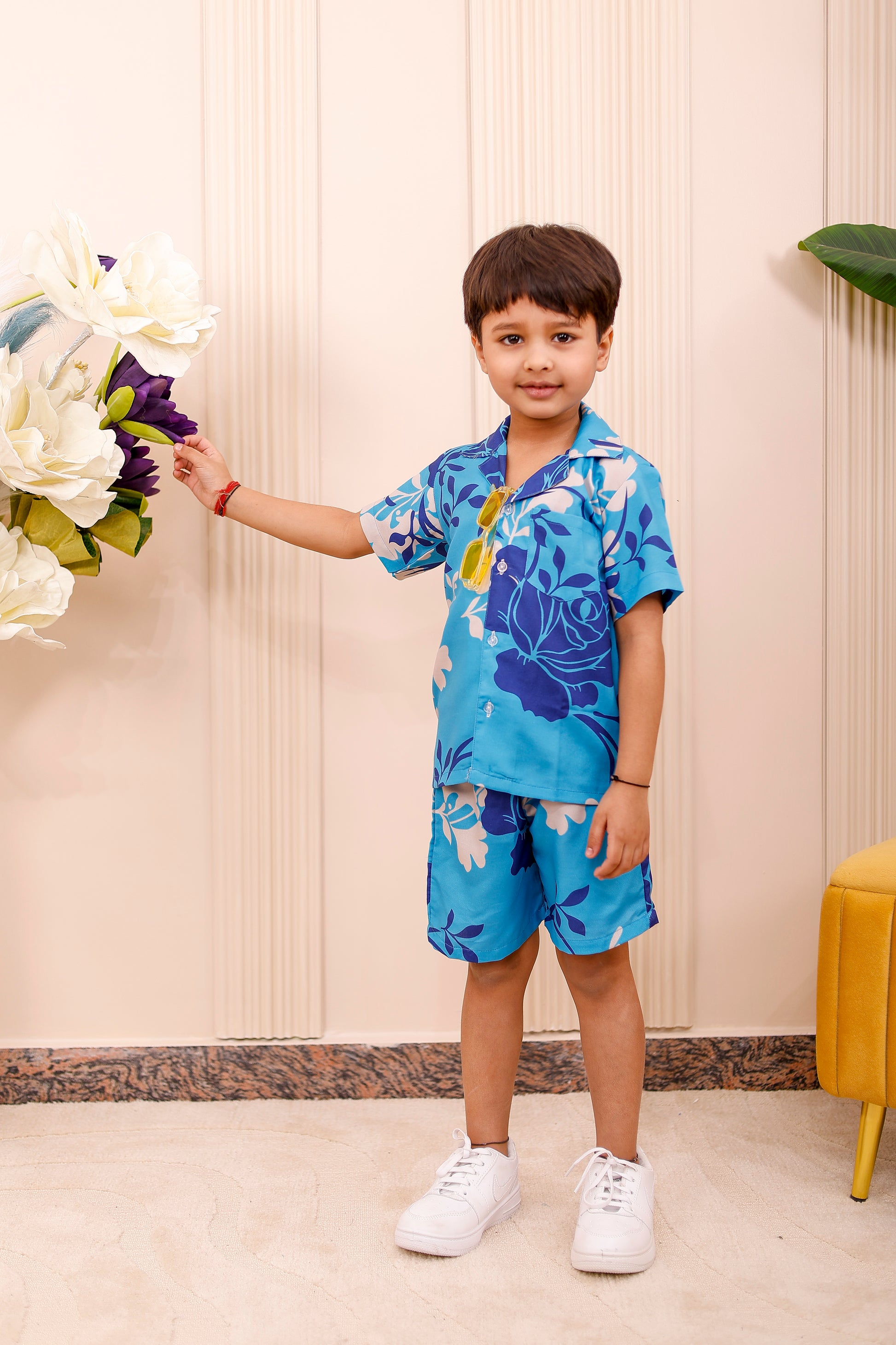 Son Wearing Ocean Bloom Matching Co-Ord Set – Side Profile