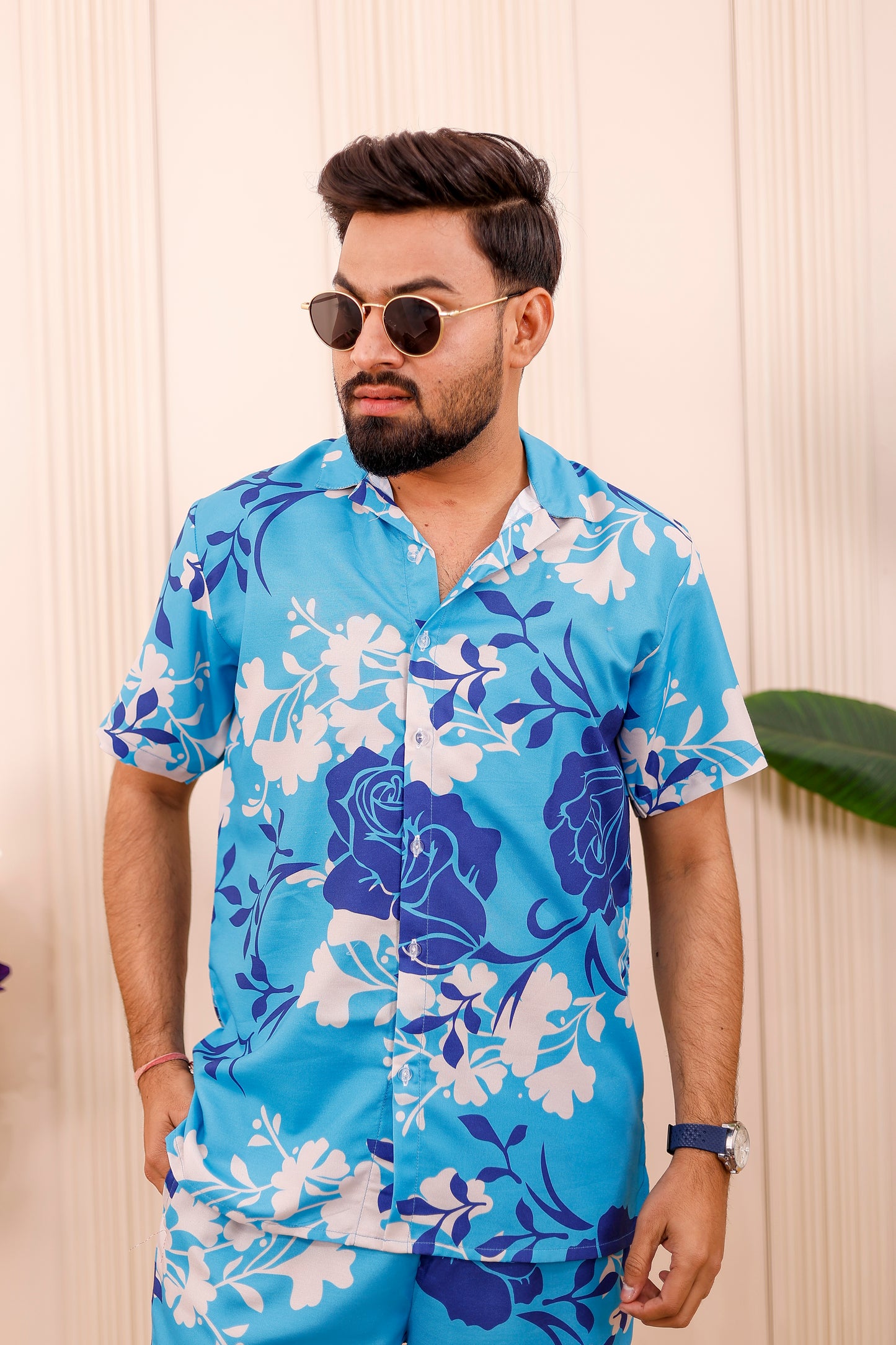 Close View of Ocean Bloom Matching Co-Ord Set for Men