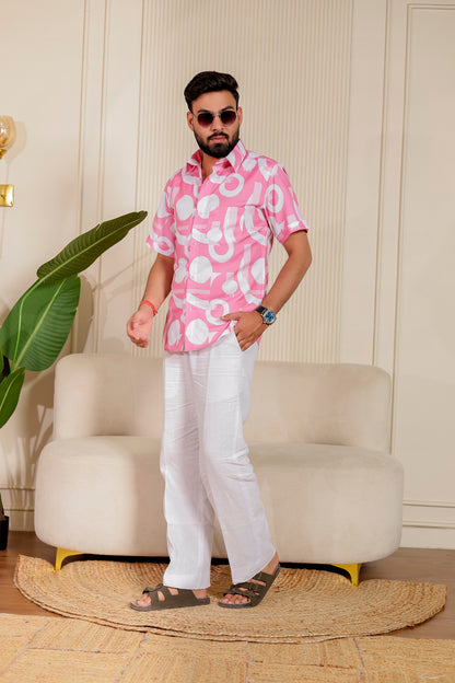 Men’s rosy pink shirt – Rosy Bond Father-Son Matching Combo, soft cotton, stylish and comfortable for twinning.