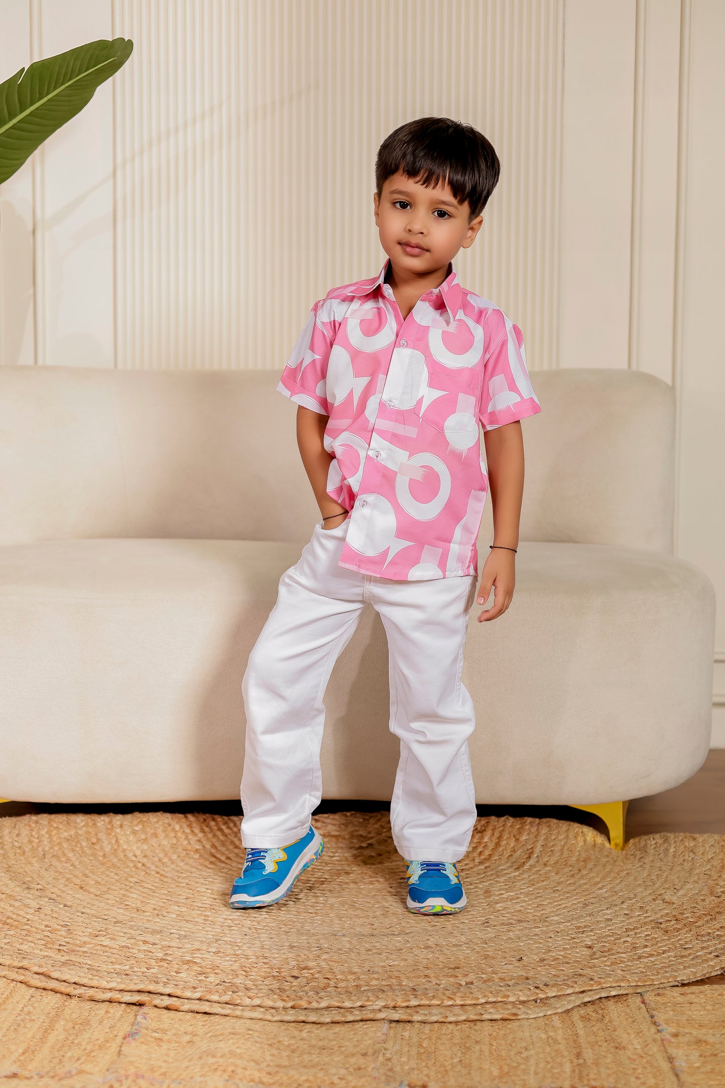 Boy’s rosy pink shirt – Rosy Bond Father-Son Matching Combo, soft cotton, comfortable and stylish for twinning with dad.
