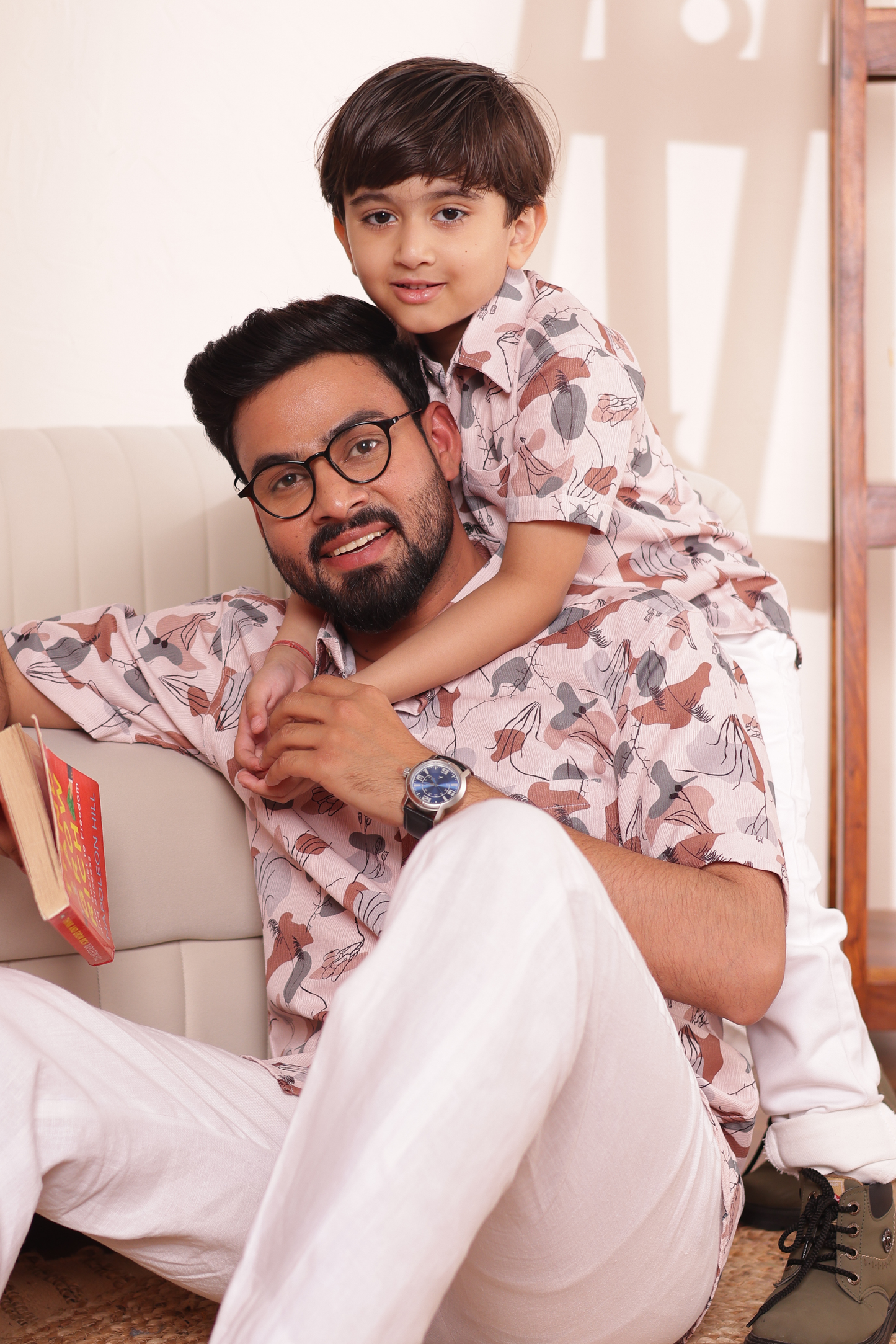  White Symphony father son matching white cotton shirt set