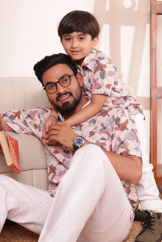  White Symphony father son matching white cotton shirt set