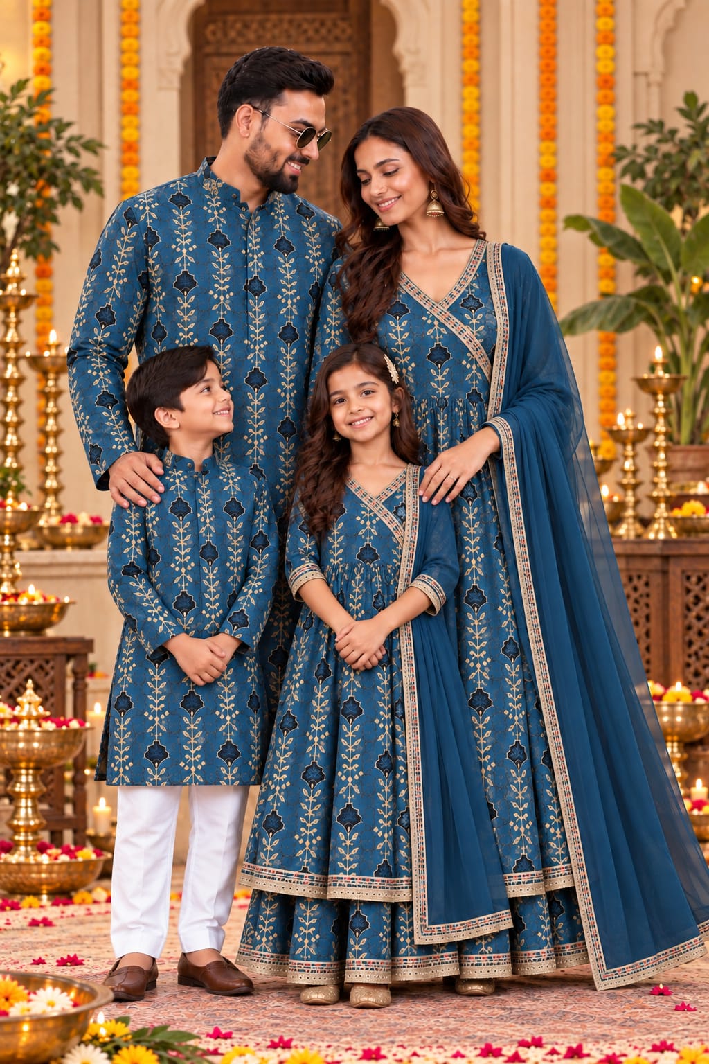 Midnight Lotus Festive  Print Family Combo Set🎉💛